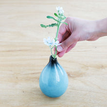 將圖片載入圖庫檢視器 Minoyaki Ceramic Ikebana Drop Shaped Sky Blue Vase
