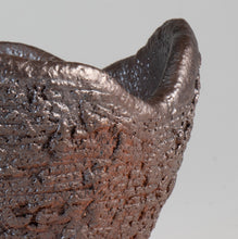 Load image into Gallery viewer, Close-up of a metallic bonsai pot with intricate patterns on a gray background
