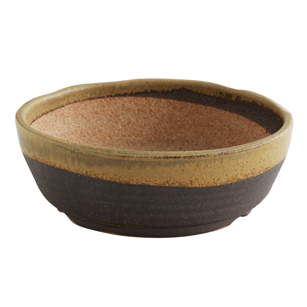 [ Shigaraki Series ] Sand Brown Stripe Glazed Bonsai Pot 6.6