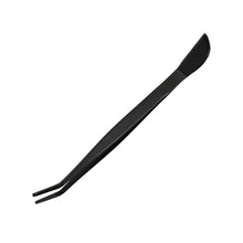Laden Sie das Bild in den Galerie-Viewer, Black Coated Bonsai Curved Tip Tweezer with Spatula 8.6"(220mm) - Wazakura Japan