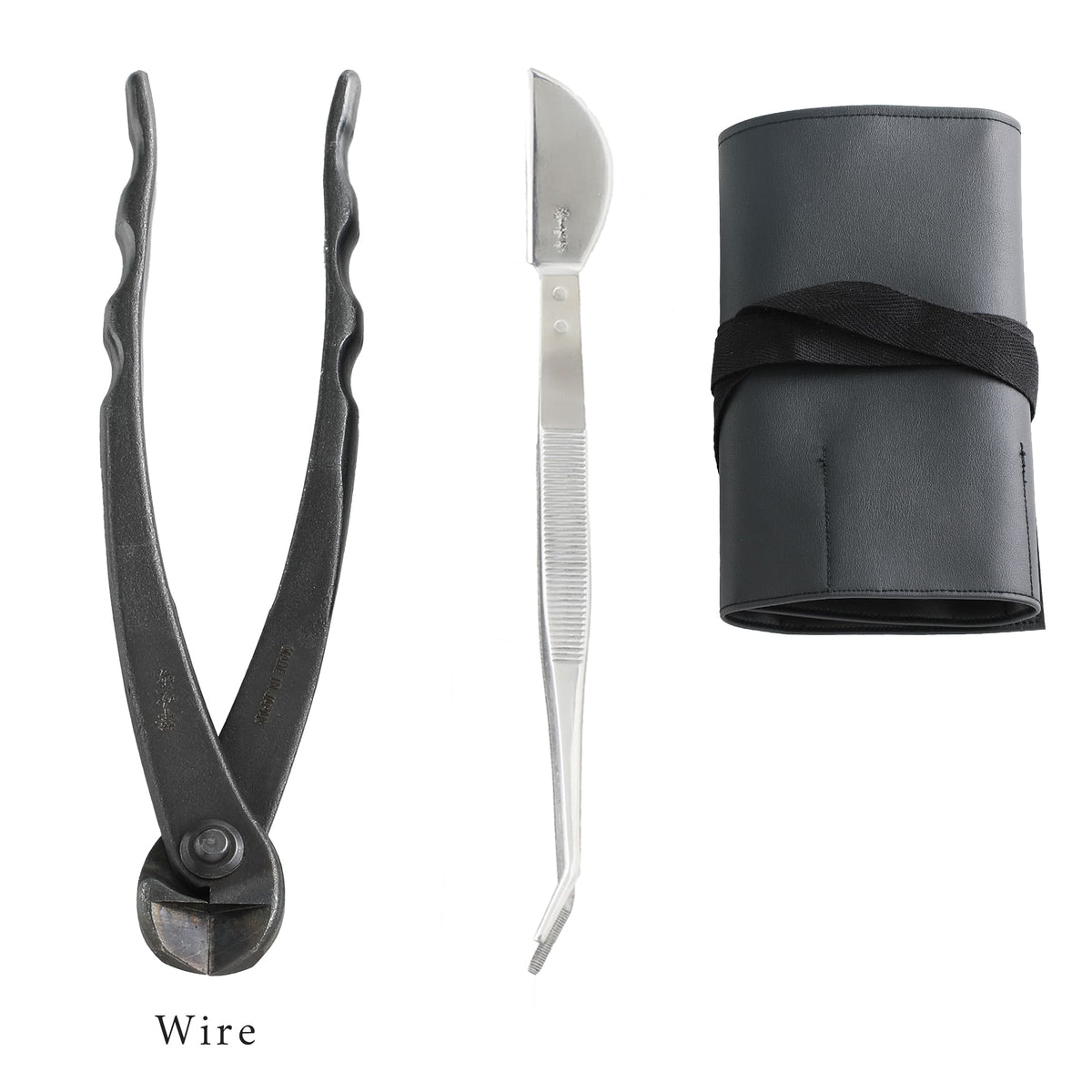 5 Piece Bonsai Essential Tool Kit with Roll Case and Twig Scissors
