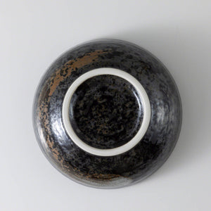 [ Minoyaki Series ] Small Ikebana Vase Round 5"(128mm) Black with Brown White Brush