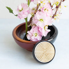 Load image into Gallery viewer, 2PCS Japanese Ikebana Essential Tool Set [ Brass Kenzan + Black &amp; Brick Red Vase ]
