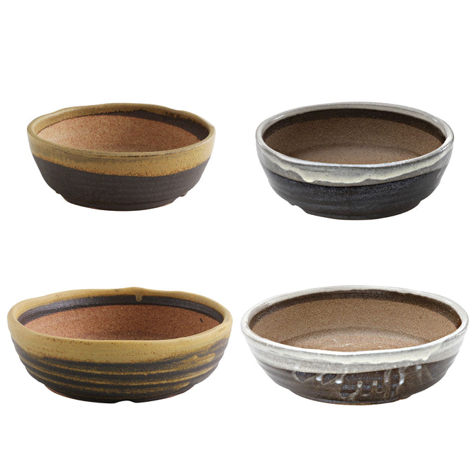 [ Shigaraki Series ] Stripe Glazed Bonsai Pot