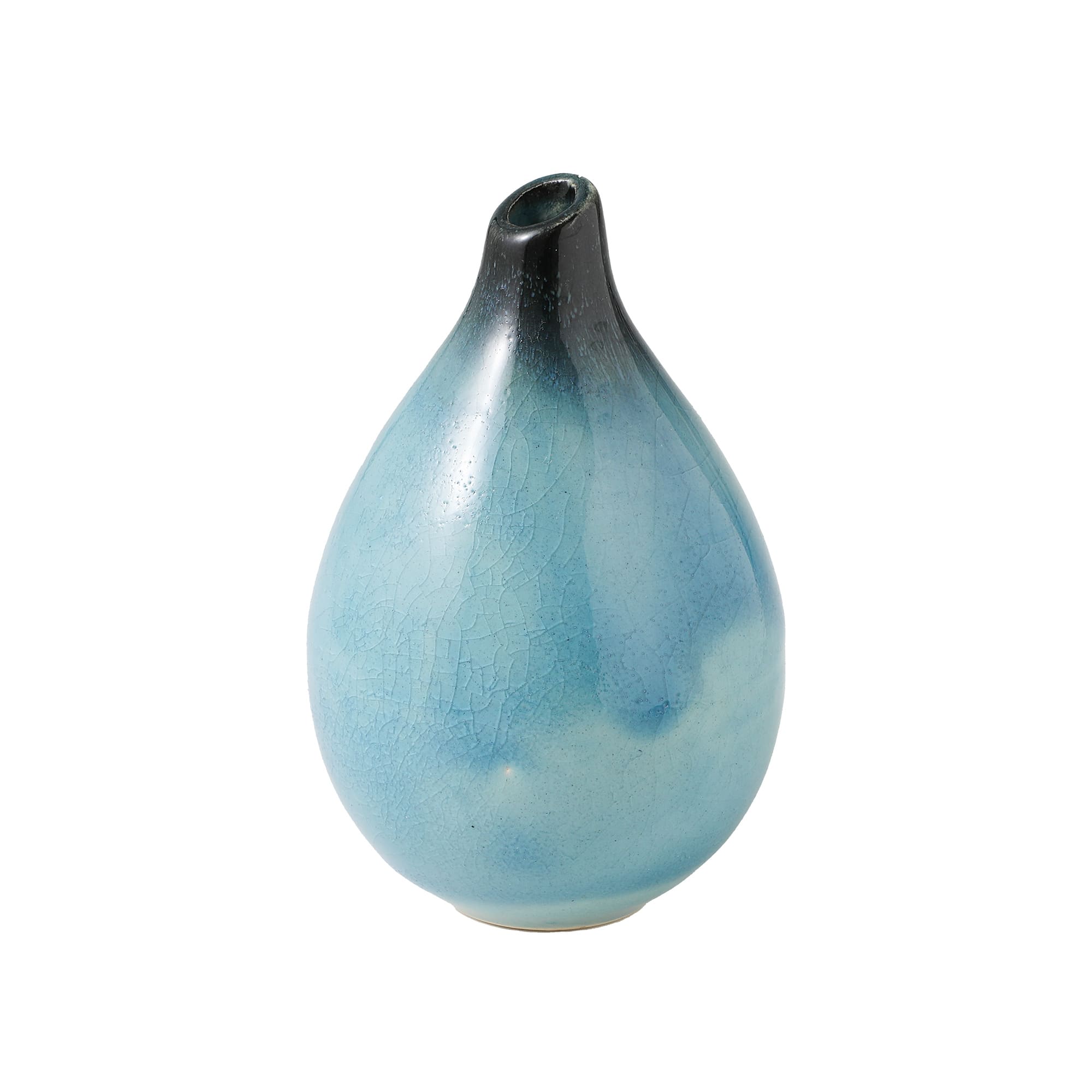 Minoyaki Ceramic Ikebana Drop Shaped Sky Blue Vase