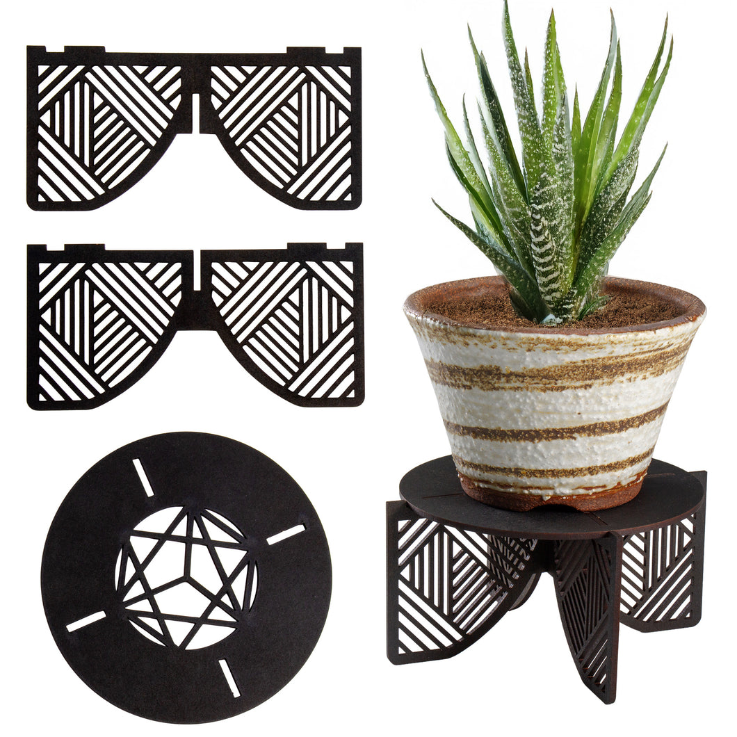 Wazakura Small Wooden Plant & Bonsai Stand – Scorched Wood Display Stand, Made in Japan