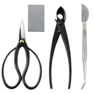 4PCS Japanese Bonsai Essential Kit [ Scissors + Concave Cutter + Tweezers + Sap Eraser ]