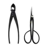 2PCS Japanese Bonsai Essential Tool Set [ Yasugi Steel Satsuki Scissors + Concave Cutter ] - Wazakura Japan