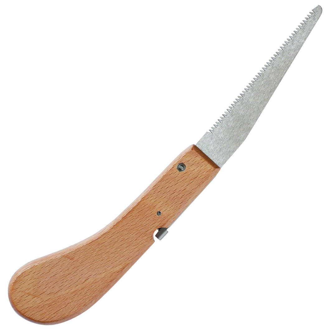 Foldwing saw with opened blade on white background