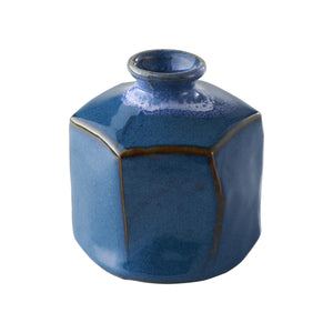 [Minoyaki Series] Small Ikebana Vase Hexagon Shaped Blue