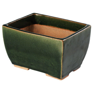 [ Tokoname Series ] Rectangular Olive Green Glazed Bonsai Pot 5.3"(135 mm)