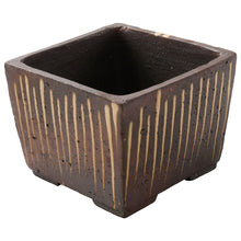 Load image into Gallery viewer, [ Tokoname Series ] Striped Square Bonsai Pot 4.1&quot;(105mm)
