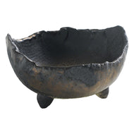 [ Banko Series ] Rustic Crescent Bonsai Pot 4.7" (120mm) - Black and Brown - Wazakura Japan