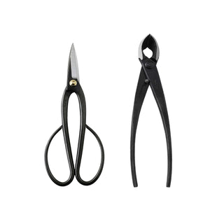 2PCS Japanese Bonsai Essential Tool Set [ Ashinaga Long Scissors + Concave Cutter ]