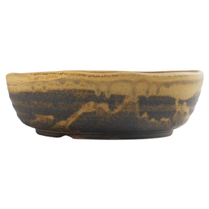 [ Shigaraki Series ] Sand Brown Stripe Glazed Bonsai Pot 8.2" (210 mm)