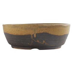 [ Shigaraki Series ] Sand Brown Stripe Glazed Bonsai Pot 6.6" (170 mm)