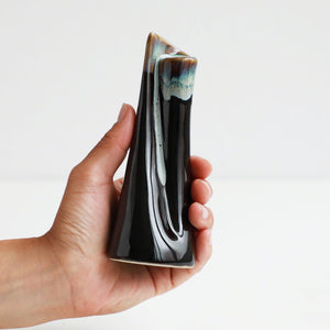 [ Minoyaki Series ] Tall Ikebana Vase 5"(125mm) Black and Blue Glaze