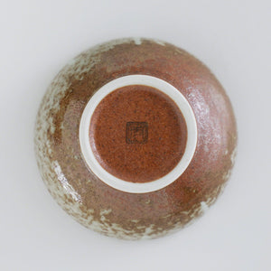 [ Minoyaki Series ] Small Ikebana Vase Round 5"(128mm) White Stripe and Terracotta
