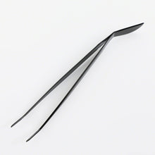 Load image into Gallery viewer, Black Coated Bonsai Curved Tip Tweezer with Spatula 8.6&quot;(220mm)
