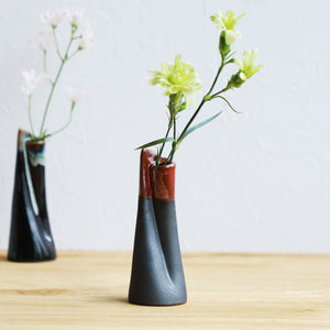 [ Minoyaki Series ] Tall Ikebana Vase 5"(125mm) Orange Red Glaze