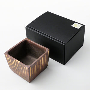 [ Tokoname Series ] Striped Square Bonsai Pot 4.1"(105mm)