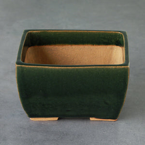 [ Tokoname Series ] Rectangular Olive Green Glazed Bonsai Pot 5.3"(135 mm)