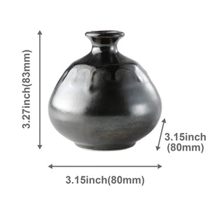 [Minoyaki Series] Small Ikebana Vase Bottle Shaped Metallic Black
