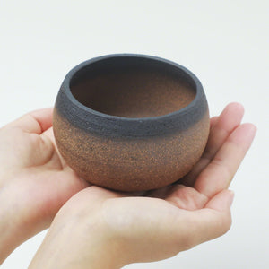 [ Banko Series ] Small Bonsai Pot Bowl 3.8" (100mm) Brown and Black