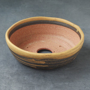[ Shigaraki Series ] Sand Brown Stripe Glazed Bonsai Pot 8.2" (210 mm)