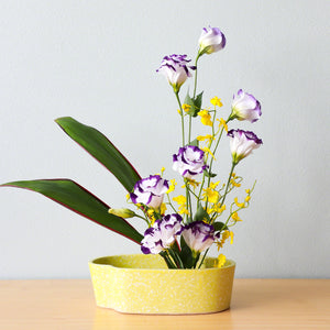 [ Banko Series ] Ikebana Vase Oval Shape Yellow