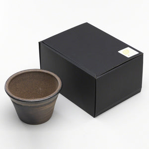 [ Banko Series ] Small Rounded Bonsai Pot 4.3" (110mm)– Golden Brown
