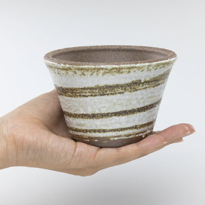 [ Banko Series ] Small Rounded Bonsai Pot 4.3" (110mm)– Brush White