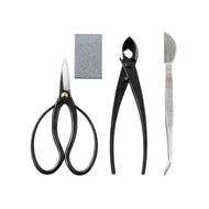 4PCS Japanese Bonsai Essential Kit [ Scissors + Concave Cutter + Tweezers + Sap Eraser ] - Wazakura Japan