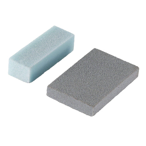 Normal and soft grade sap erasers on white background