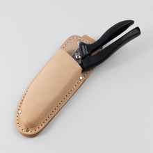 Load image into Gallery viewer, Leather Holster Belt Loop with pruning shears placed halfway inside 
