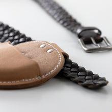 Load image into Gallery viewer, Leather belt inserted in the leather holtser loop
