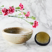 Load image into Gallery viewer, 2PCS Japanese Ikebana Essential Tool Set [ Brass Kenzan + Sand Beige Vase ]
