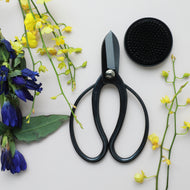 2PCS Japanese Ikebana Essential Tool Set [ Koryu Scissors + Round Black Kenzan] - Wazakura Japan